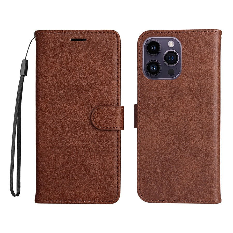 Image of brown wallet cover for iPhone 13