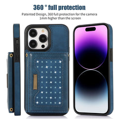 Blue iPhone case with stand feature