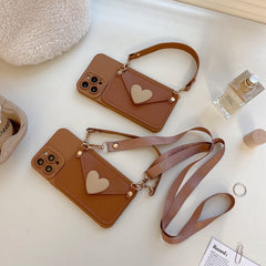 Stylish brown crossbody iPhone case and wallet