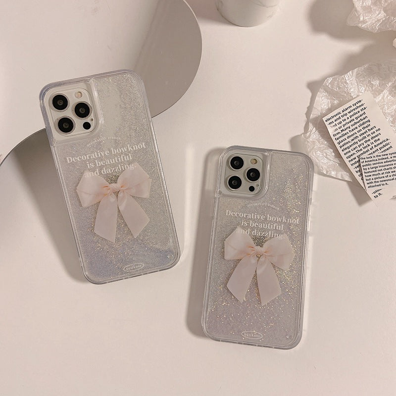 Full view of Pink Glitter Bow iPhone Case