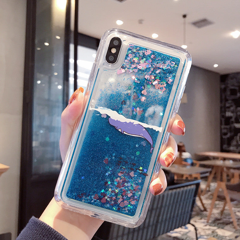 Dolphin design glitter phone case