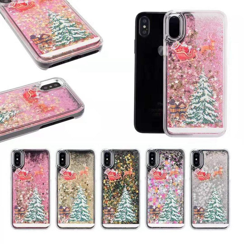Black Shockproof Glitter Liquid Case for iPhone