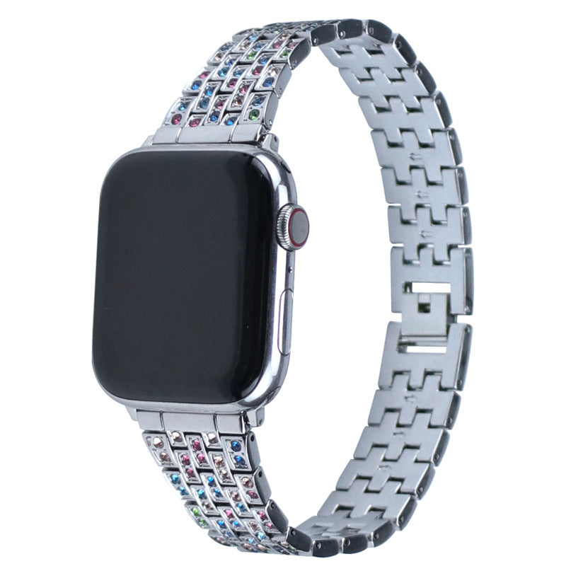 Multi-coloured luxury watch band with clasp