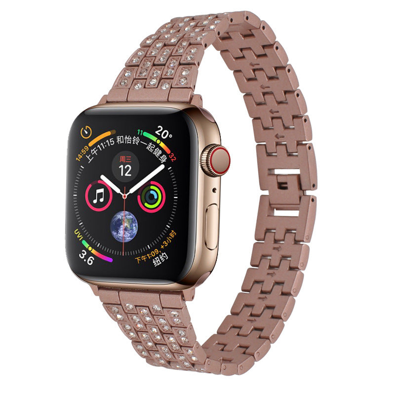 Stylish diamond-studded watch band on wrist