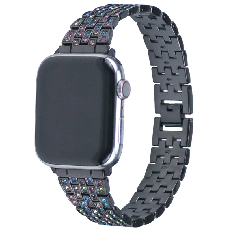 Gold metal Apple Watch band with diamond crystals