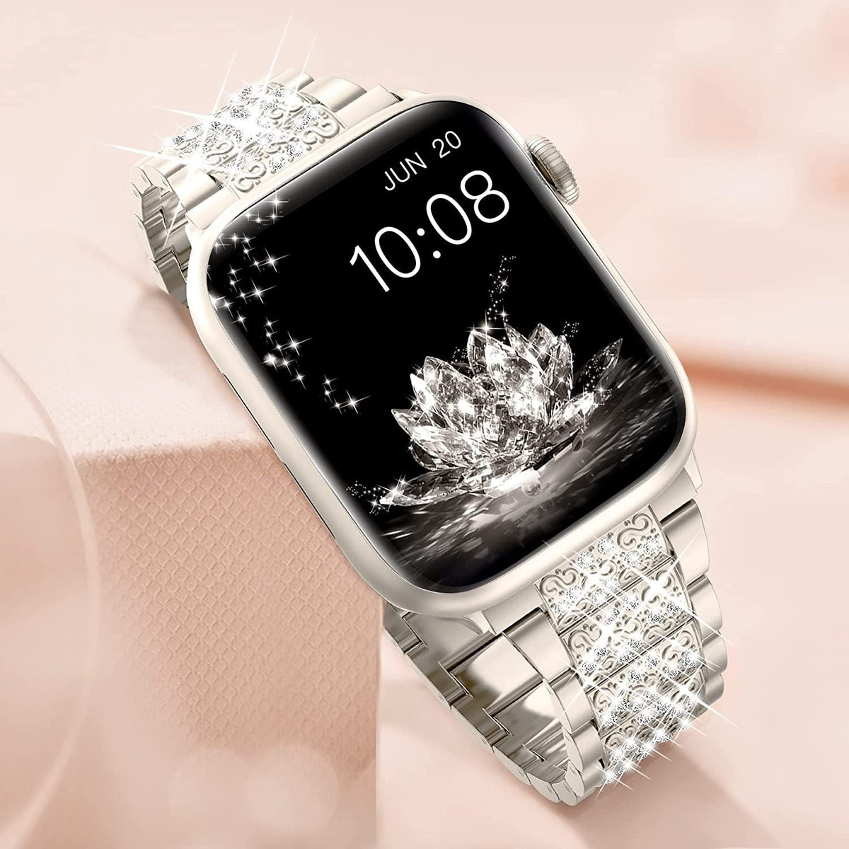 Metal Apple Watch band in rose gold
