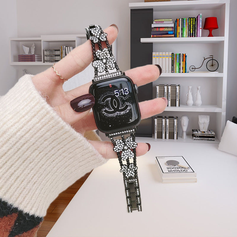 Lifestyle image of Apple Watch with rhinestone band