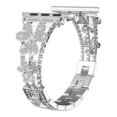 Stylish Metal Apple Watch Band with rhinestones displayed