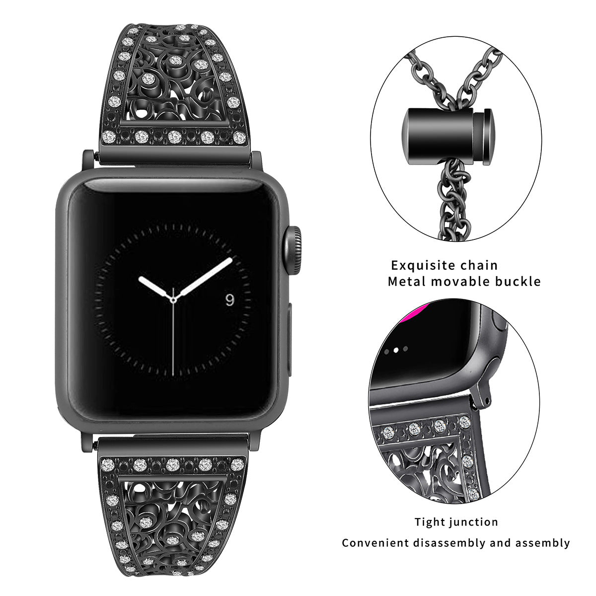 Lightweight stainless steel watch band on wrist
