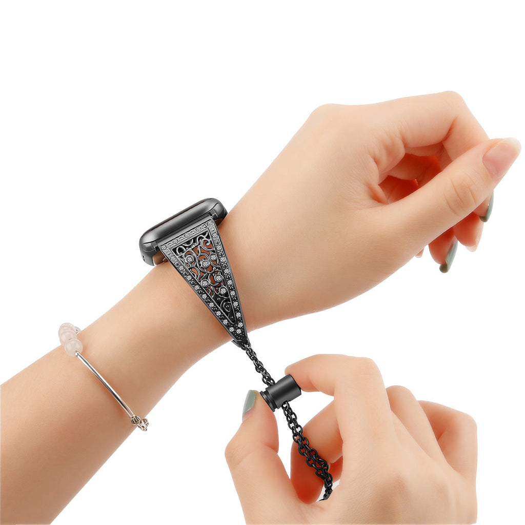 Radiant gold rhinestone apple watch strap
