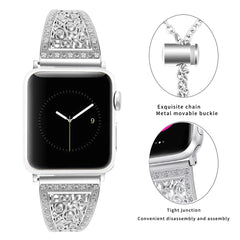Black rhinestone apple watch band close-up