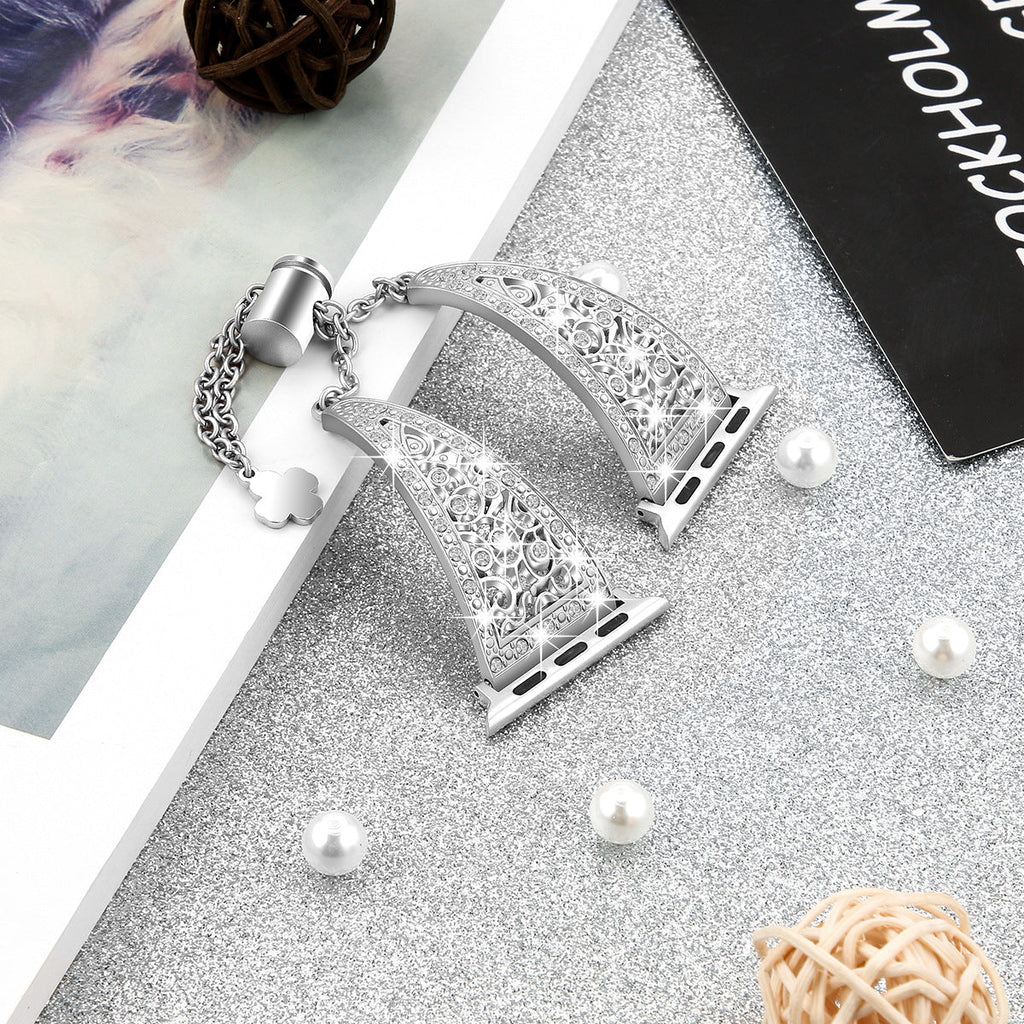 Radiant gold rhinestone apple watch strap