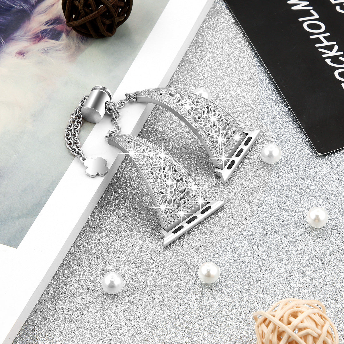 Radiant gold rhinestone apple watch strap