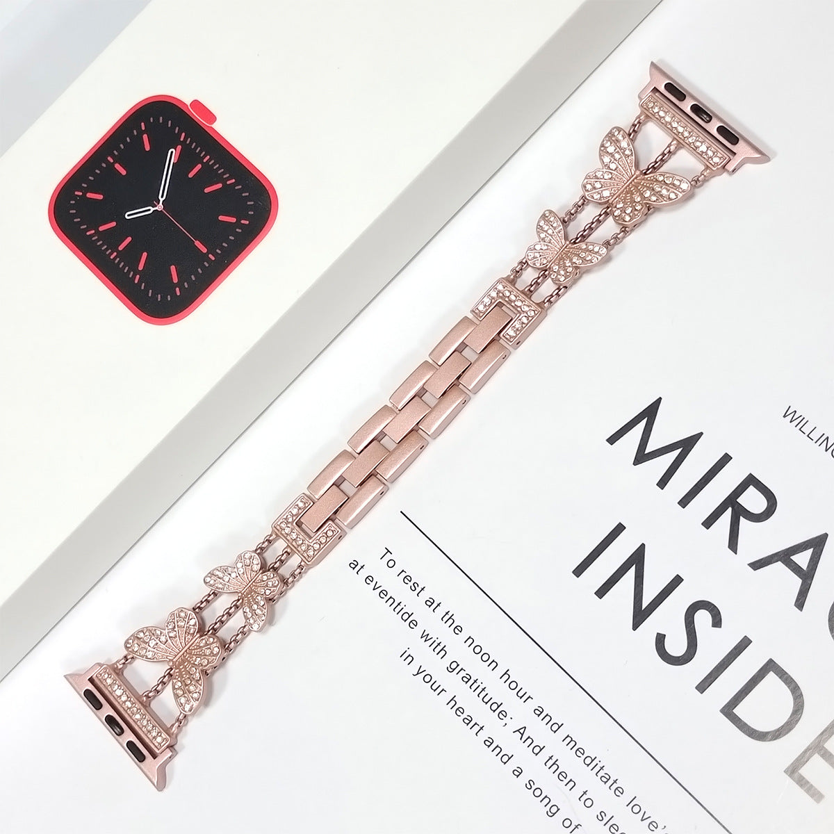 Rainbow metal band for Apple Watch with rhinestones