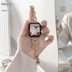 Adjustable silver heart-shaped watch band for Apple Watch