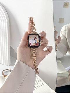 Gold heart-shaped watch band for Apple Watch Series