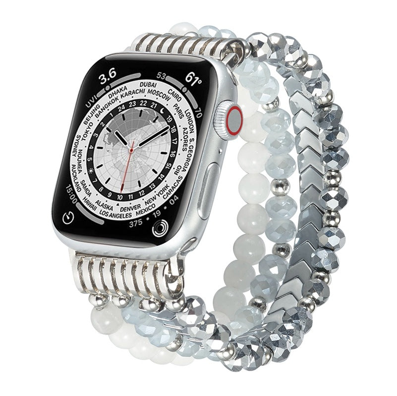 Elegant Crystal Beaded Apple Watch Band with pearls