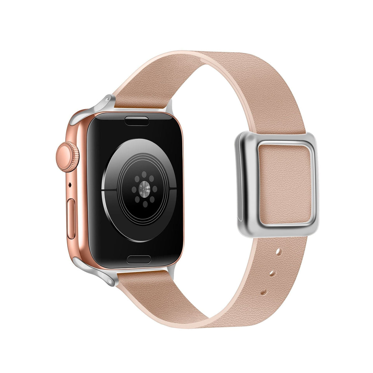 Black leather watch band for Apple Watch