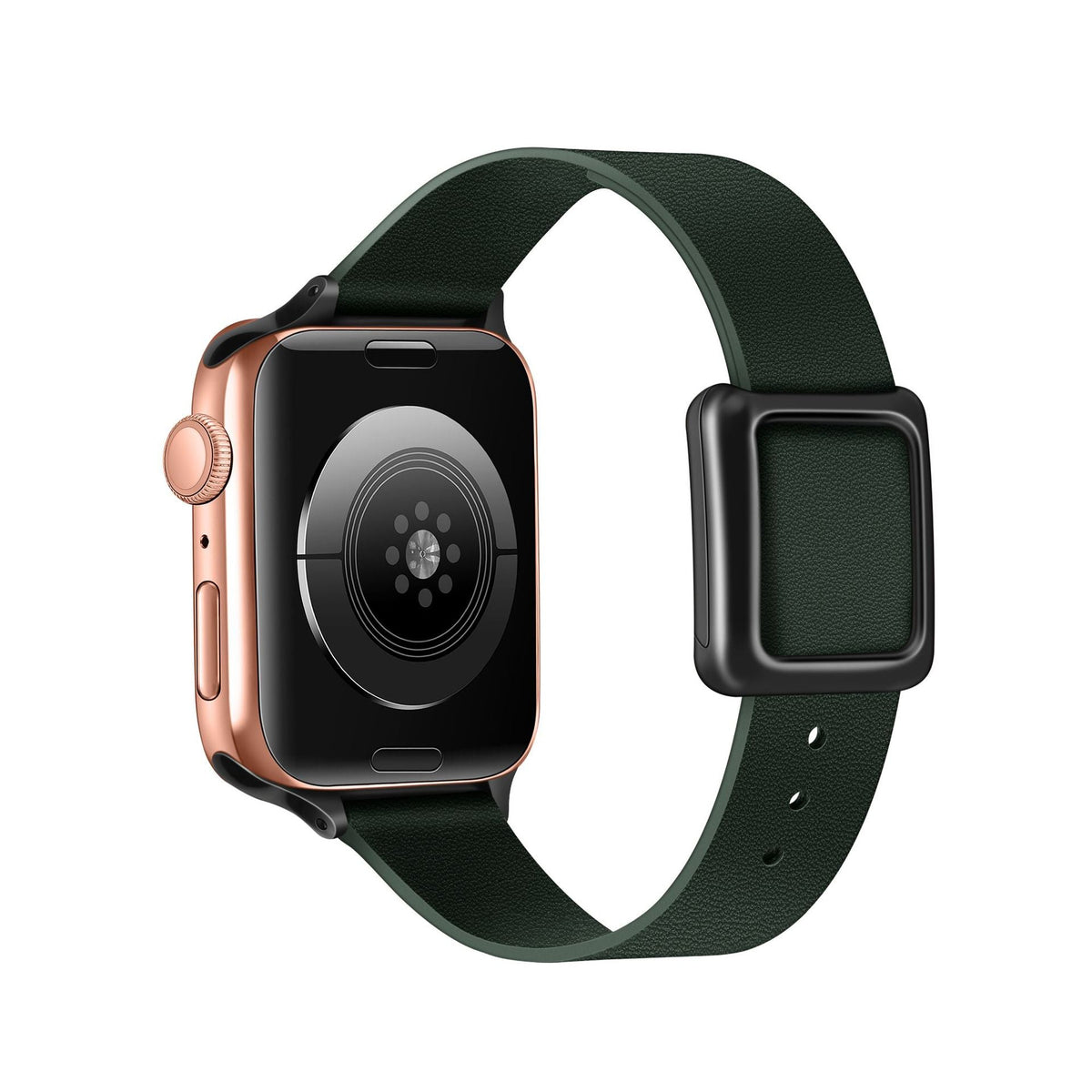 Black leather watch band for Apple Watch