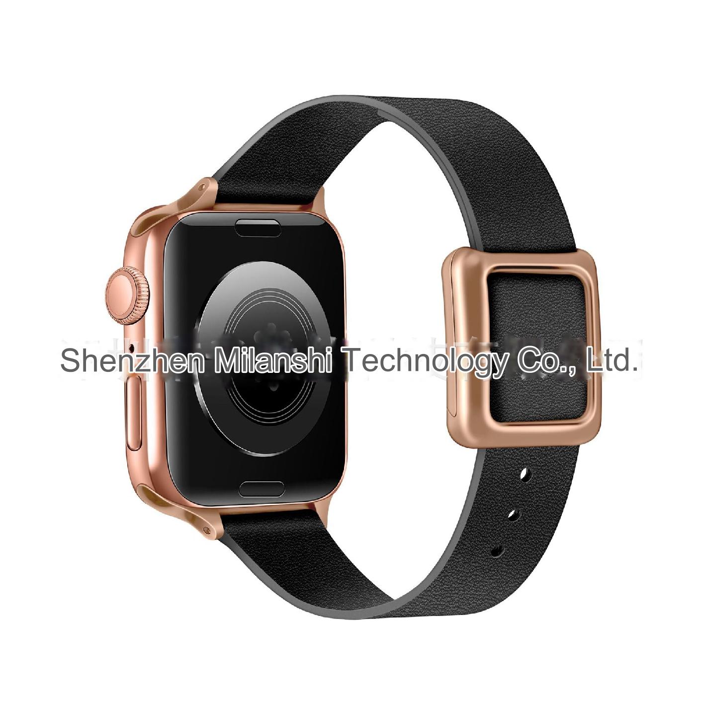 Brown leather Apple Watch band