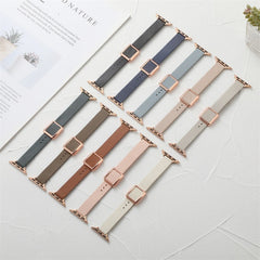 Black leather watch band for Apple Watch