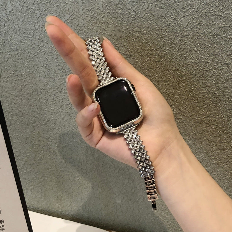 Stylish Metal Diamond Watch Band on wrist