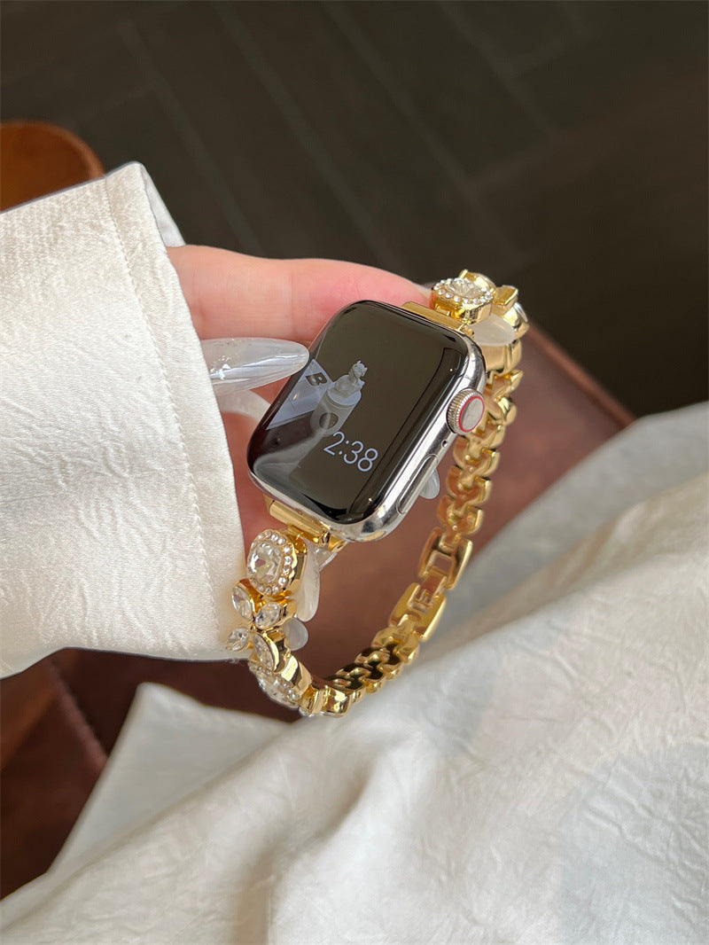 Stylish Metal Starlight Apple Watch Band in Silver
