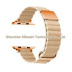 Light gray leather watch strap for Apple Watch Series S9