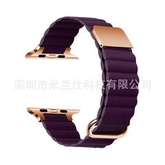Chic red leather magnetic watch strap for Apple Watch