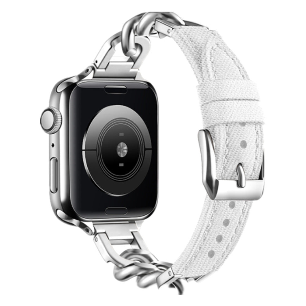 Leather and stainless steel watch band features image 6