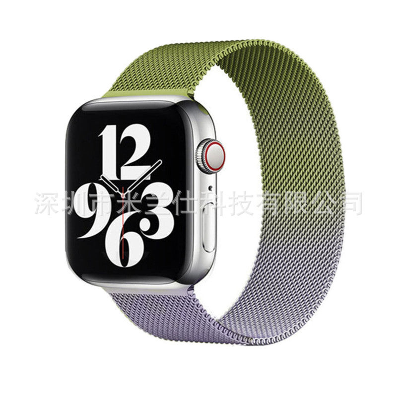 Milanese loop band shown on model's wrist