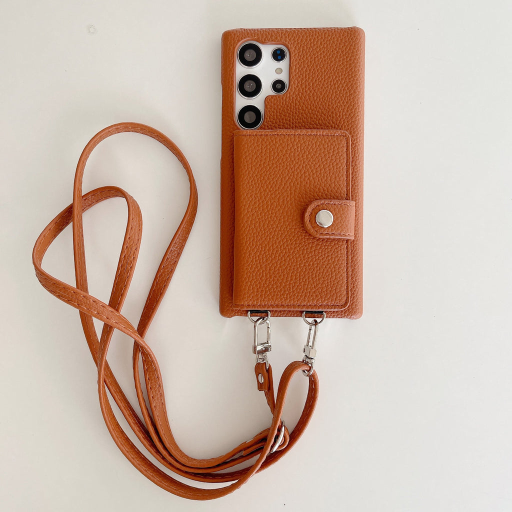 Stylish crossbody design of leather wallet case