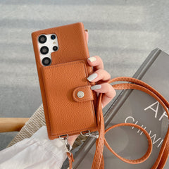 Purple leather wallet case for Samsung Galaxy S23 Ultra