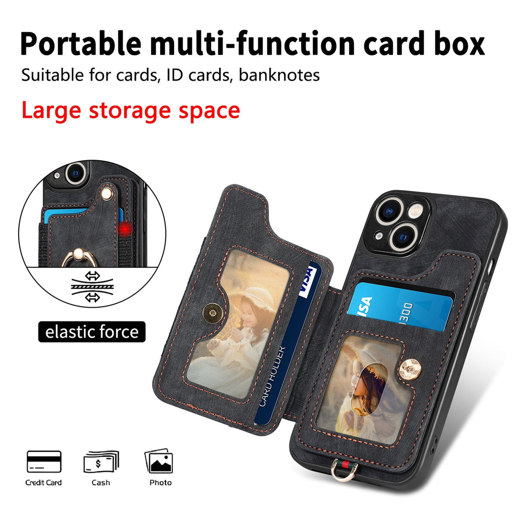 RFID-blocking multifunction phone case in black