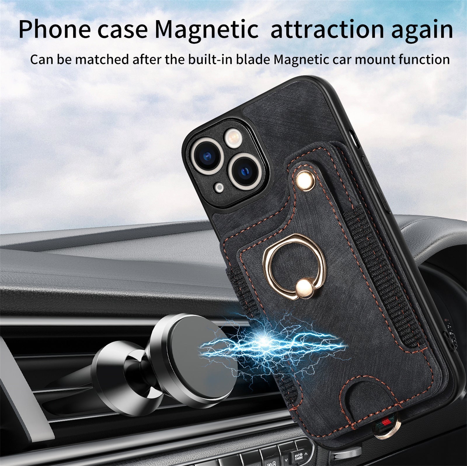 PU leather phone case with adjustable strap and cards