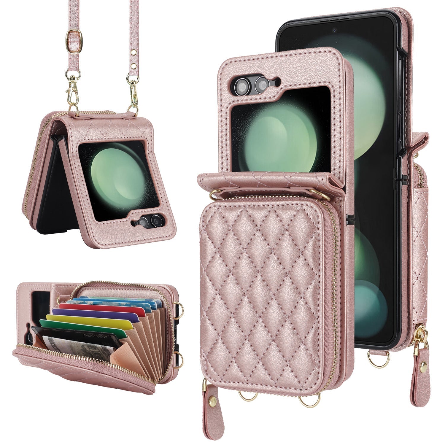 Crossbody phone case with card holder feature