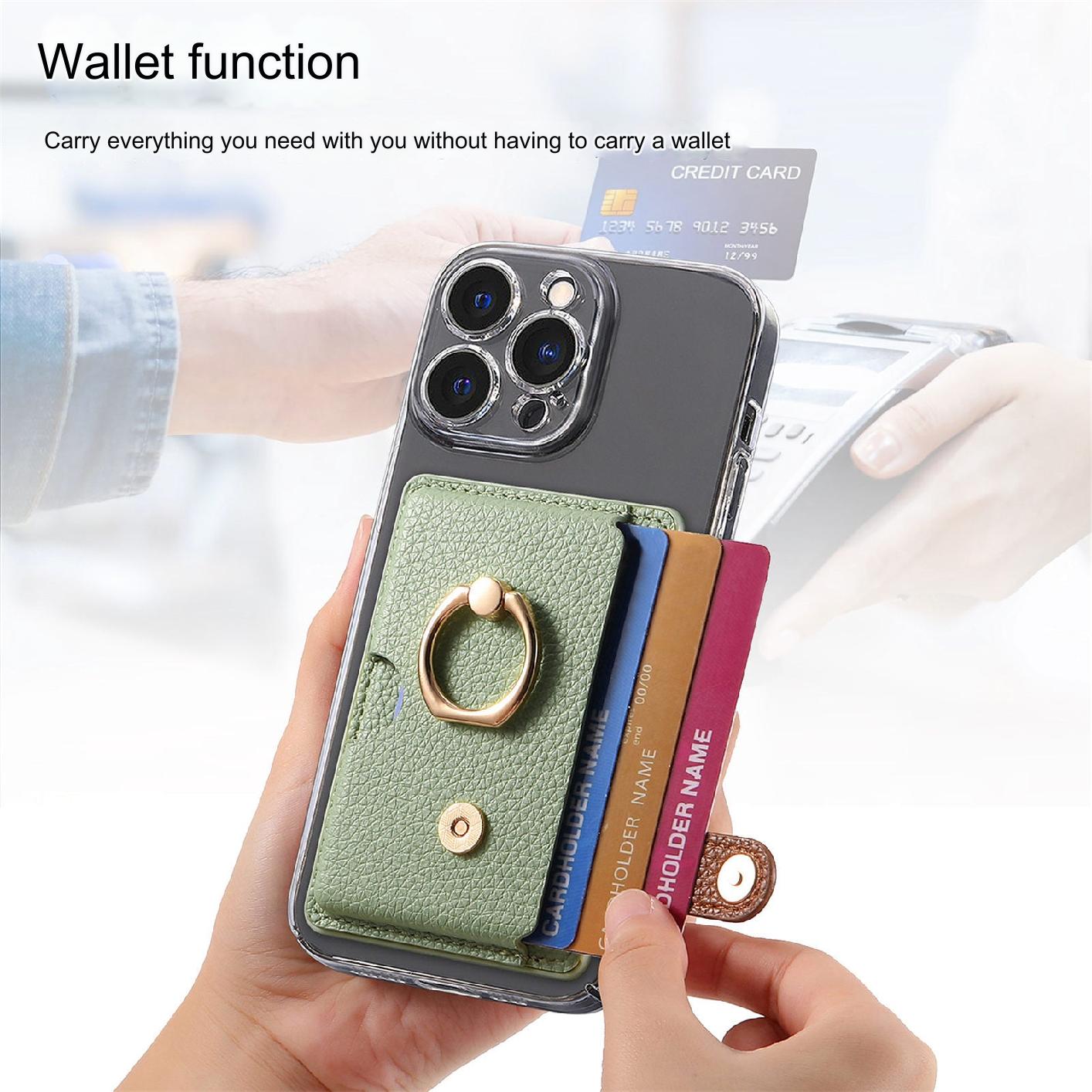 Image of PU leather card holder in vibrant pink