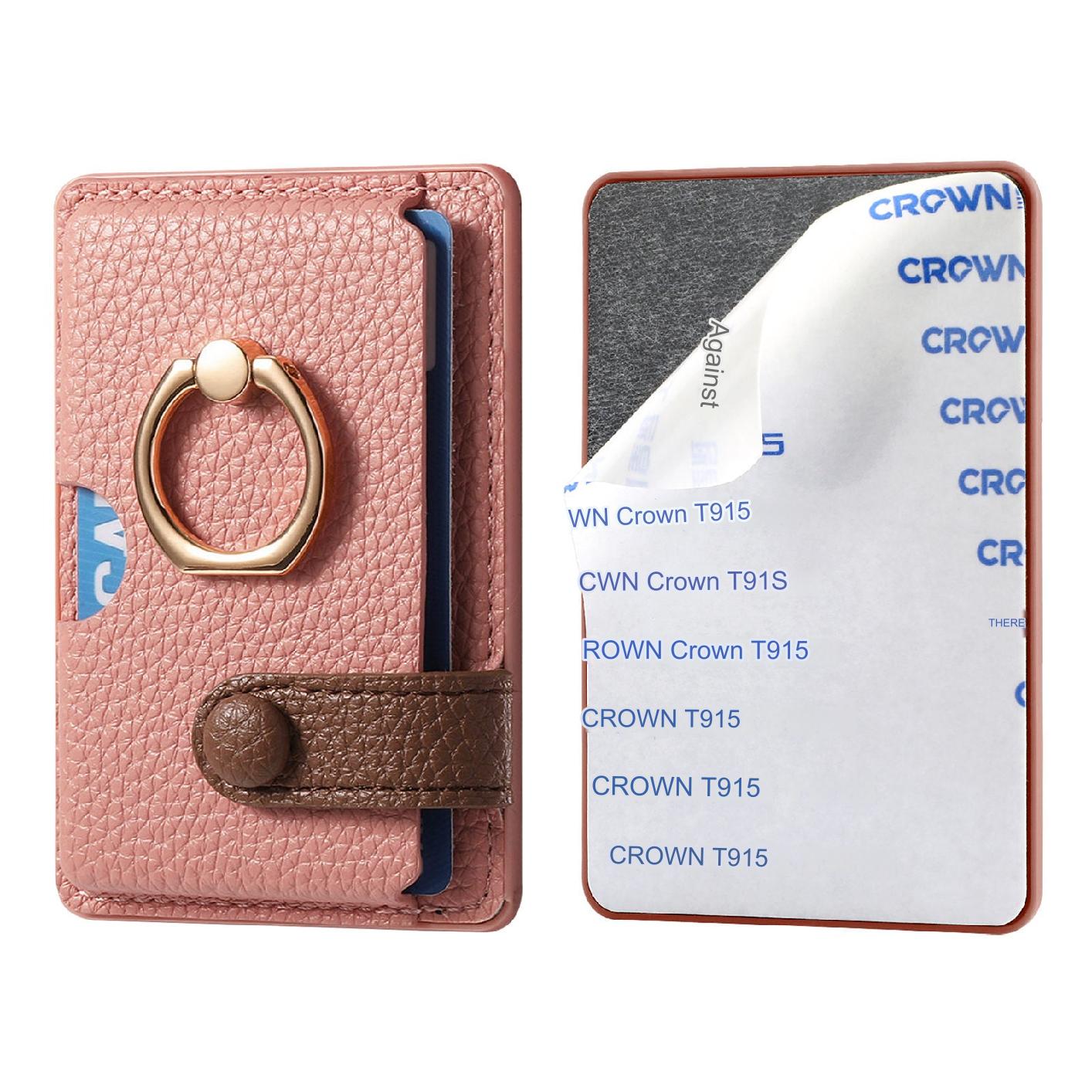 Image of PU leather card holder in vibrant pink