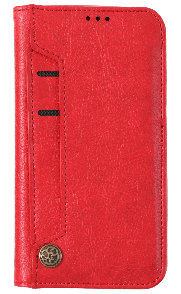 Samsung S24 Wallet Case Red Faux Leather Side View