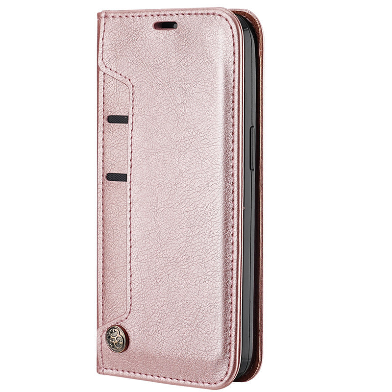 Samsung S24 Wallet Case Red Faux Leather Side View