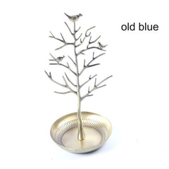 Metallic Tree-Shaped Jewelry Stand with accessories