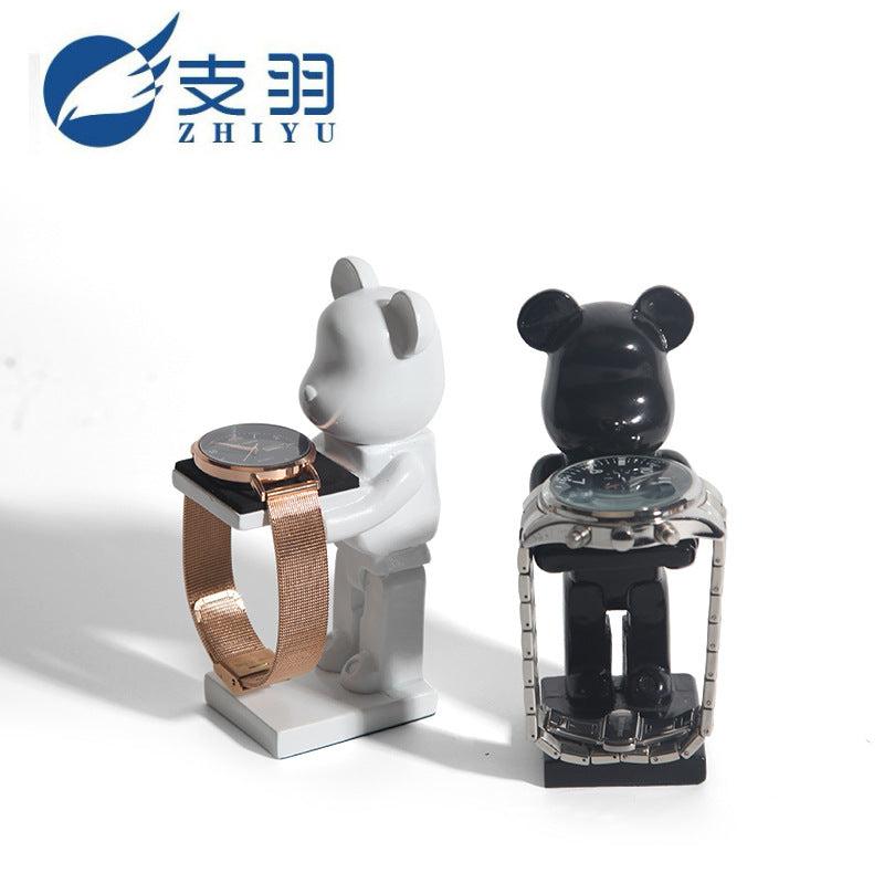 Detailed view of cosmic themed watch stand