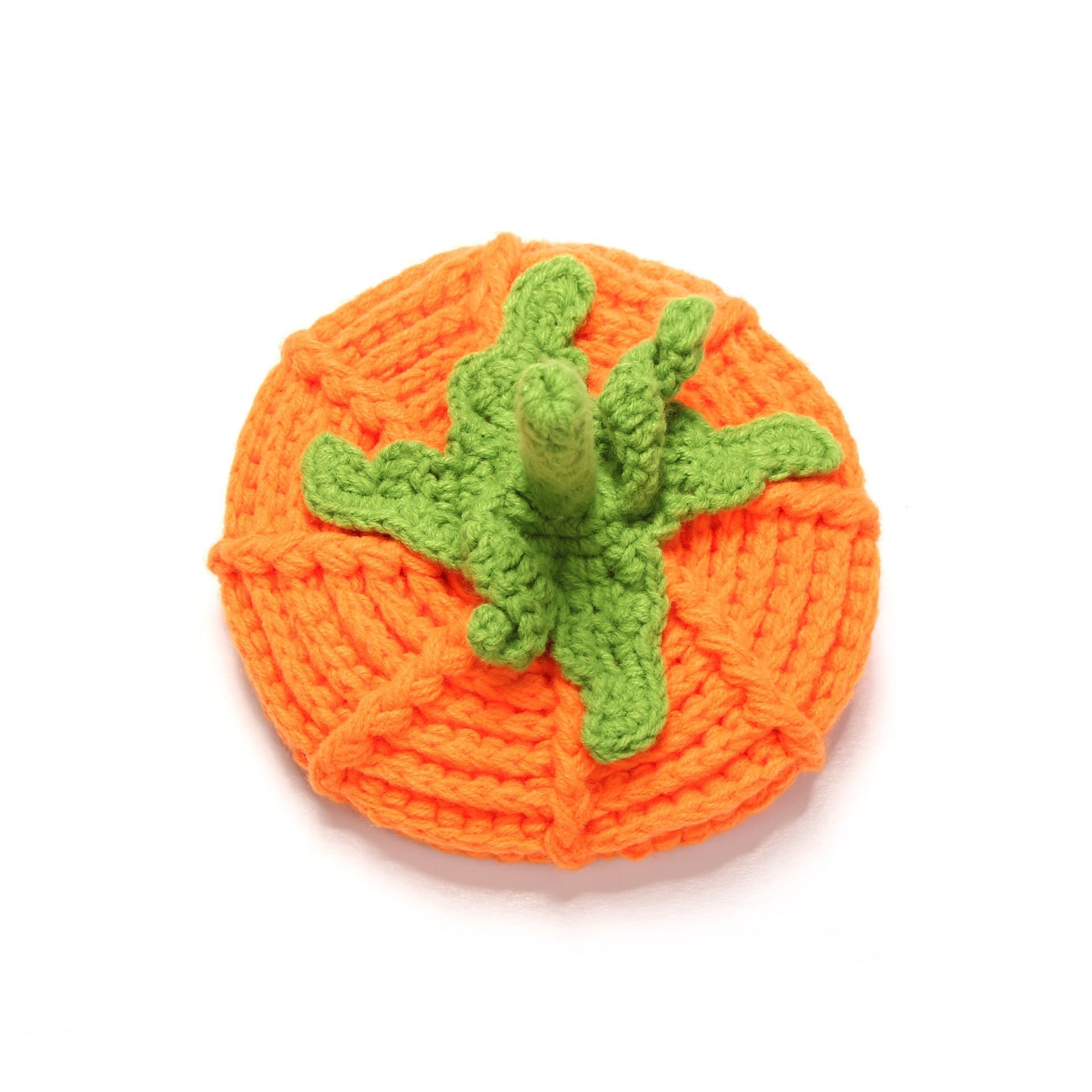 Kids Pumpkin Knit Hat with pumpkin features