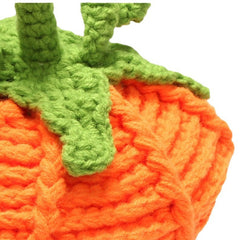 Kids Pumpkin Knit Hat laid flat