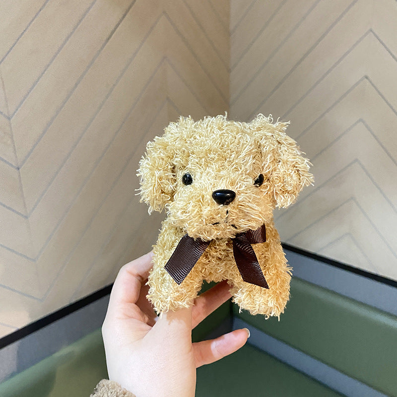 Cute Long-Hair Dog Plush Keychain Front View