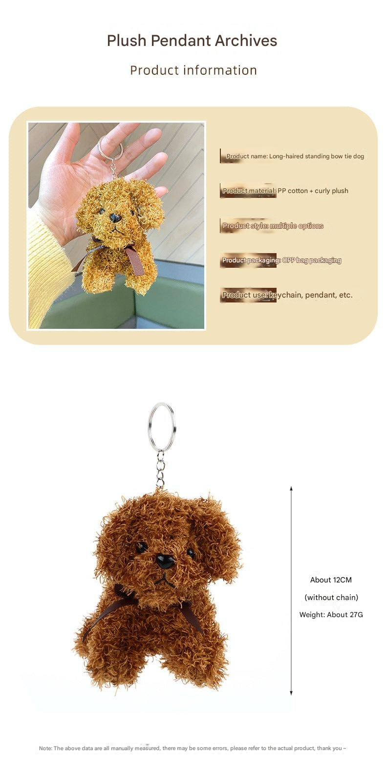 Soft Plush Dog Keychain in Hand