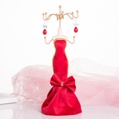 Colorful jewelry display stand showcasing necklaces