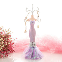 Colorful jewelry display stand showcasing necklaces