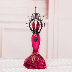 Colorful jewelry display stand showcasing necklaces