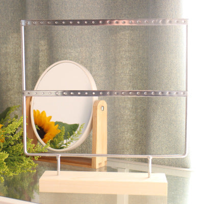 Black Metal Earring Organiser with Wooden Base - Image 4